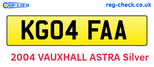 KG04FAA are the vehicle registration plates.
