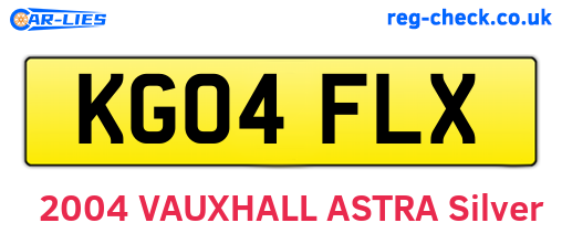 KG04FLX are the vehicle registration plates.