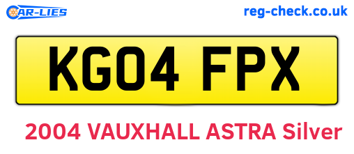 KG04FPX are the vehicle registration plates.