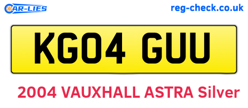 KG04GUU are the vehicle registration plates.