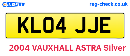 KL04JJE are the vehicle registration plates.