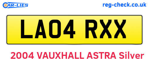 LA04RXX are the vehicle registration plates.