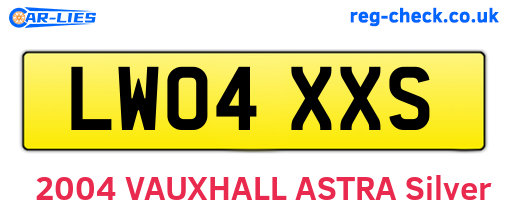 LW04XXS are the vehicle registration plates.