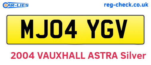 MJ04YGV are the vehicle registration plates.