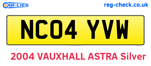 NC04YVW are the vehicle registration plates.