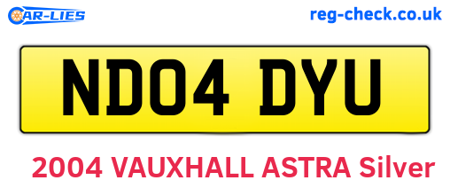 ND04DYU are the vehicle registration plates.