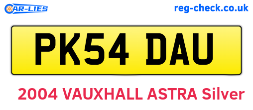 PK54DAU are the vehicle registration plates.