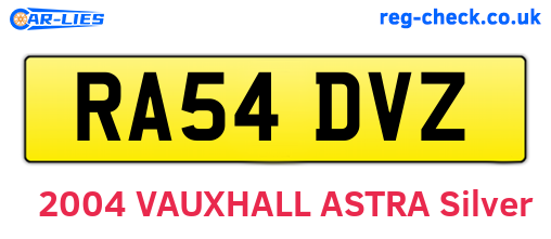 RA54DVZ are the vehicle registration plates.