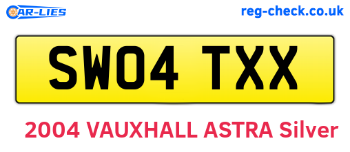 SW04TXX are the vehicle registration plates.