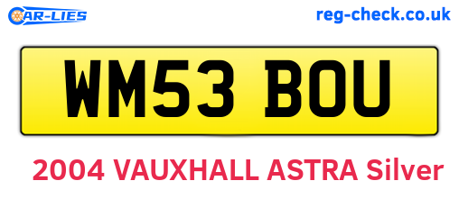 WM53BOU are the vehicle registration plates.