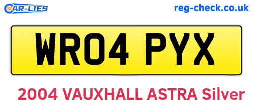 WR04PYX are the vehicle registration plates.