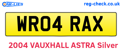 WR04RAX are the vehicle registration plates.