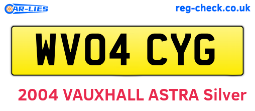 WV04CYG are the vehicle registration plates.