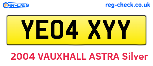 YE04XYY are the vehicle registration plates.
