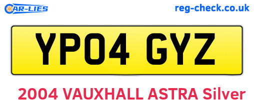 YP04GYZ are the vehicle registration plates.
