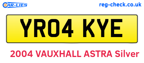 YR04KYE are the vehicle registration plates.