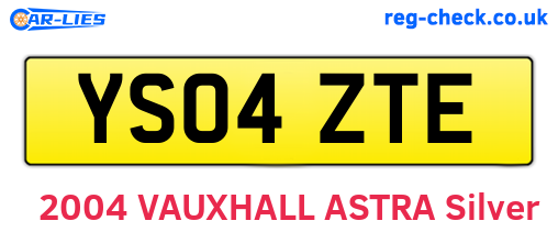 YS04ZTE are the vehicle registration plates.