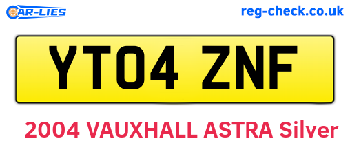 YT04ZNF are the vehicle registration plates.