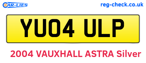 YU04ULP are the vehicle registration plates.