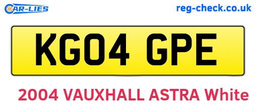 KG04GPE are the vehicle registration plates.