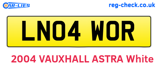 LN04WOR are the vehicle registration plates.