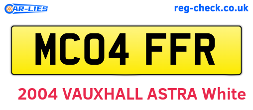 MC04FFR are the vehicle registration plates.