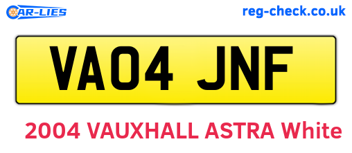 VA04JNF are the vehicle registration plates.