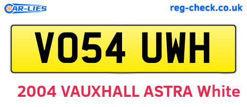 VO54UWH are the vehicle registration plates.