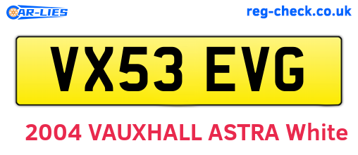 VX53EVG are the vehicle registration plates.