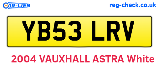 YB53LRV are the vehicle registration plates.