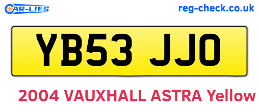 YB53JJO are the vehicle registration plates.