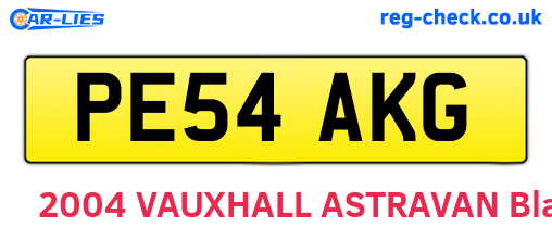 PE54AKG are the vehicle registration plates.