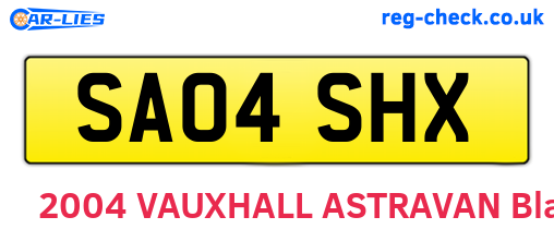 SA04SHX are the vehicle registration plates.