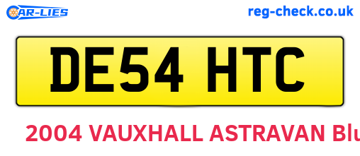 DE54HTC are the vehicle registration plates.