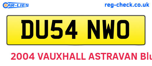 DU54NWO are the vehicle registration plates.
