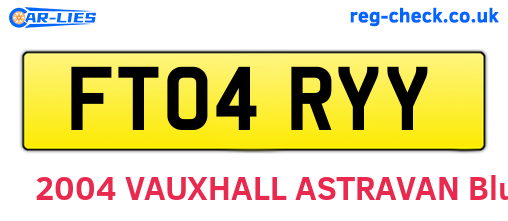 FT04RYY are the vehicle registration plates.