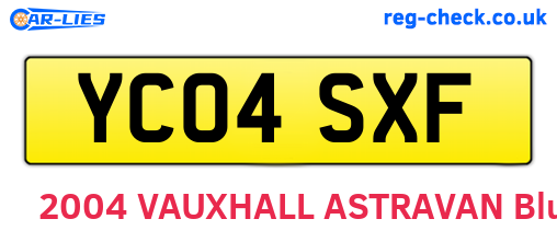 YC04SXF are the vehicle registration plates.