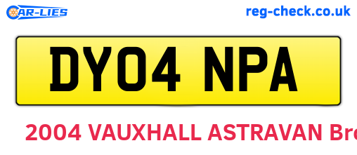 DY04NPA are the vehicle registration plates.