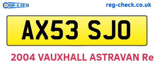 AX53SJO are the vehicle registration plates.