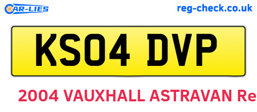 KS04DVP are the vehicle registration plates.