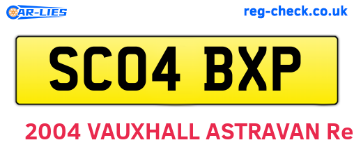 SC04BXP are the vehicle registration plates.
