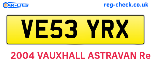 VE53YRX are the vehicle registration plates.