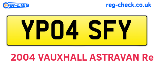 YP04SFY are the vehicle registration plates.