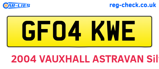 GF04KWE are the vehicle registration plates.