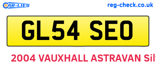 GL54SEO are the vehicle registration plates.