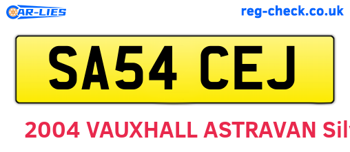 SA54CEJ are the vehicle registration plates.