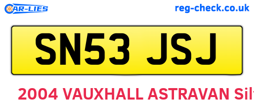 SN53JSJ are the vehicle registration plates.