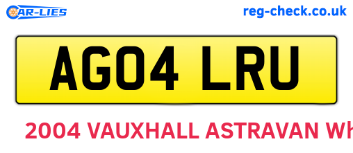 AG04LRU are the vehicle registration plates.