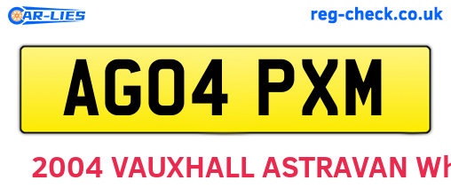 AG04PXM are the vehicle registration plates.