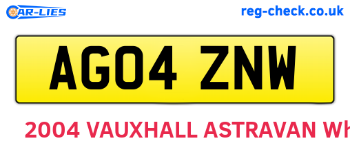 AG04ZNW are the vehicle registration plates.